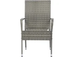 Juskys Polyrattan Gartenstühle Yoro 6er Set Stapelbar mit Armlehnen Grau Meliert* Stühle