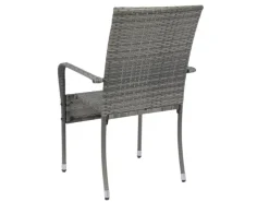 Juskys Polyrattan Gartenstühle Yoro 6er Set Stapelbar mit Armlehnen Grau Meliert* Stühle