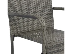 Juskys Polyrattan Gartenstühle Yoro 6er Set Stapelbar mit Armlehnen Grau Meliert* Stühle