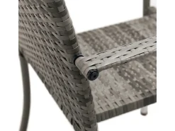 Juskys Polyrattan Gartenstühle Yoro 6er Set Stapelbar mit Armlehnen Grau Meliert* Stühle