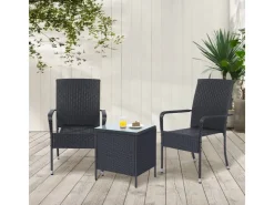 Juskys Polyrattan Gartenstühle Yoro 8er Set Stapelbar mit Armlehnen* Stühle