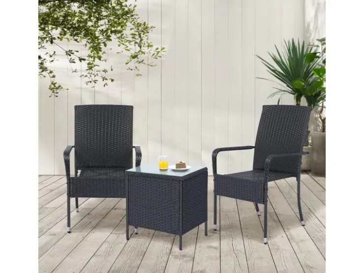 Juskys Polyrattan Gartenstühle Yoro 8er Set Stapelbar mit Armlehnen* Stühle