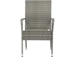 Juskys Polyrattan Gartenstühle Yoro 4er Set Stapelbar mit Armlehnen Grau Meliert* Stühle