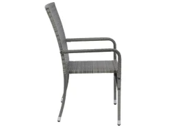 Juskys Polyrattan Gartenstühle Yoro 4er Set Stapelbar mit Armlehnen Grau Meliert* Stühle