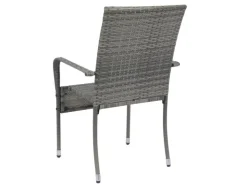 Juskys Polyrattan Gartenstühle Yoro 4er Set Stapelbar mit Armlehnen Grau Meliert* Stühle
