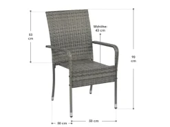 Juskys Polyrattan Gartenstühle Yoro 4er Set Stapelbar mit Armlehnen Grau Meliert* Stühle