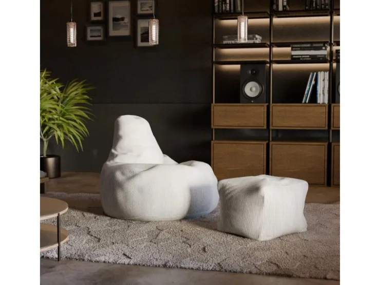 Juskys Sitzsack Chillex mit Hocker L in Stoff Cord