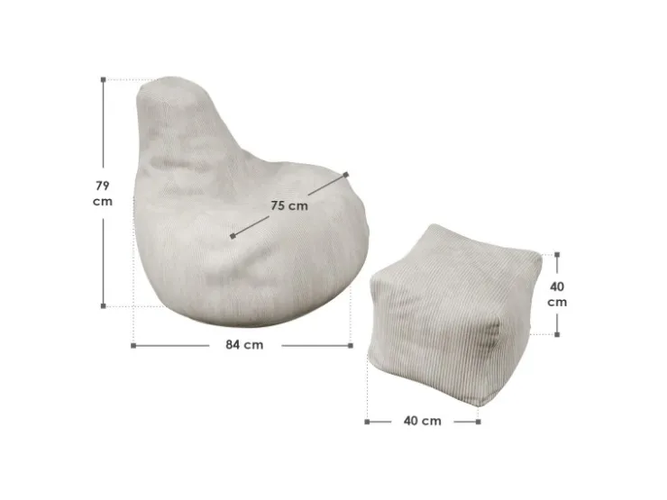 Juskys Sitzsack Chillex mit Hocker L in Stoff Cord