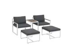 Juskys Sofa Set Gartenmöbel Bari mit Bezügen in Dunkelgrau* Sofas
