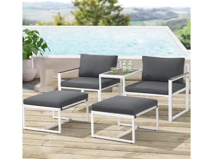 Juskys Sofa Set Gartenmöbel Bari mit Bezügen in Dunkelgrau* Sofas