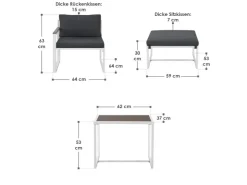Juskys Sofa Set Gartenmöbel Bari mit Bezügen in Dunkelgrau* Sofas