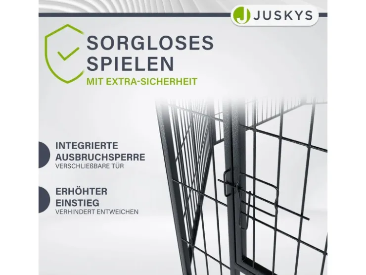 Juskys Welpenauslauf aus Metall 80 x 60 cm 8 Teilig