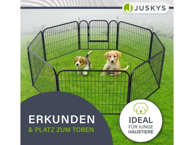 Juskys Welpenauslauf aus Metall 80 x 60 cm 8 Teilig