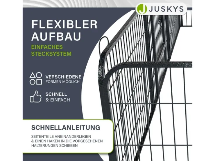 Juskys Welpenauslauf aus Metall 80 x 60 cm 8 Teilig