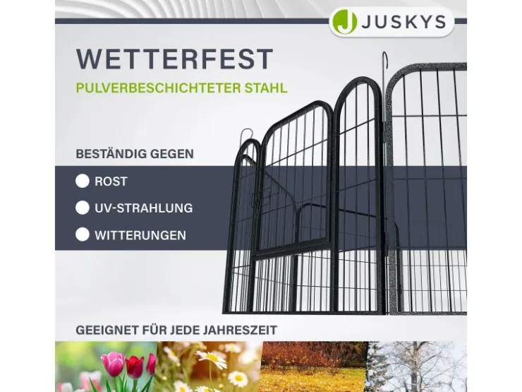 Juskys Welpenauslauf aus Metall 80 x 60 cm 8 Teilig