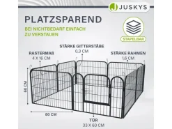 Juskys Welpenauslauf aus Metall 80 x 60 cm 8 Teilig