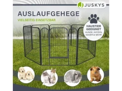 Juskys Welpenauslauf Plus aus Metall mit Doppelt Verriegelbarer Tür 8 Teilig* Kleintierbedarf