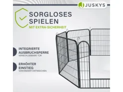 Juskys Welpenauslauf Plus aus Metall mit Doppelt Verriegelbarer Tür 8 Teilig* Kleintierbedarf