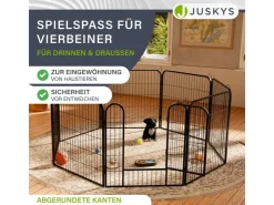 Juskys Welpenauslauf Plus aus Metall mit Doppelt Verriegelbarer Tür 8 Teilig* Kleintierbedarf