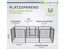Juskys Welpenauslauf Plus aus Metall mit Doppelt Verriegelbarer Tür 8 Teilig* Kleintierbedarf