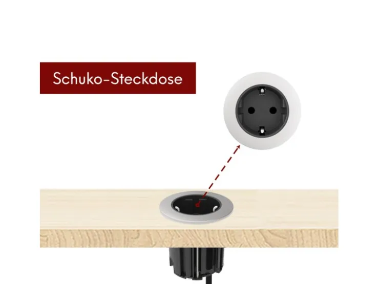 kalb Einbausteckdose 230VAC Tischsteckdose 54mm Rund Für Montage In Und An Möbeln mit EU-Stecker* Sideboards