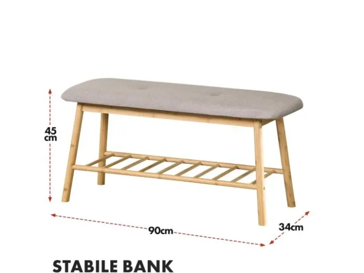 Karat Bambus Sitzbank Montana Schuhregal mit Stauraum und Sitzkomfort 34 x 90 x 45 cm