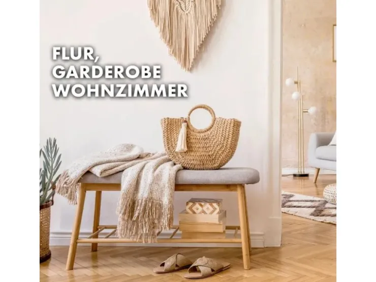 Karat Bambus Sitzbank Montana Schuhregal mit Stauraum und Sitzkomfort 34 x 90 x 45 cm