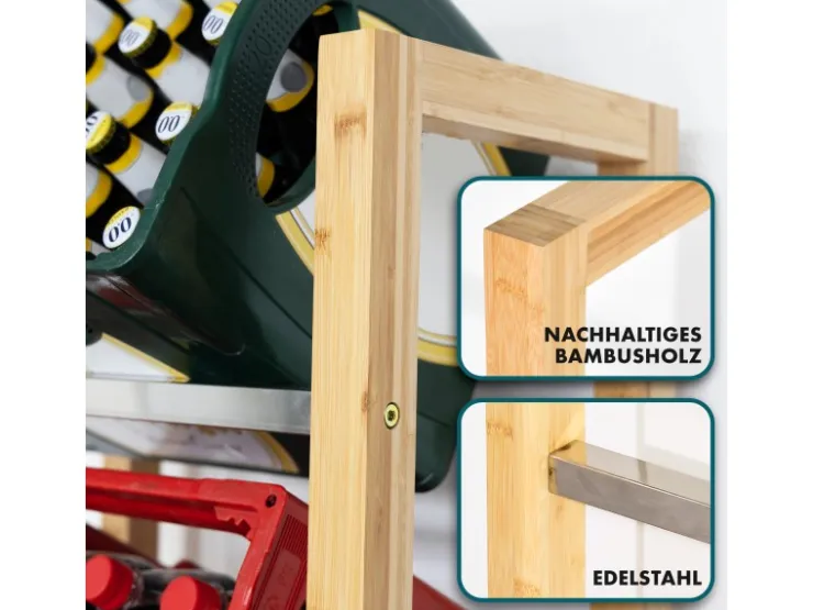 Karat Bambus-Flaschenkastenständer Flash - Robustes Lagerregal für Büro, Küche, Garage oder Flur - 112 x 56 x 32 cm* Flaschenregale