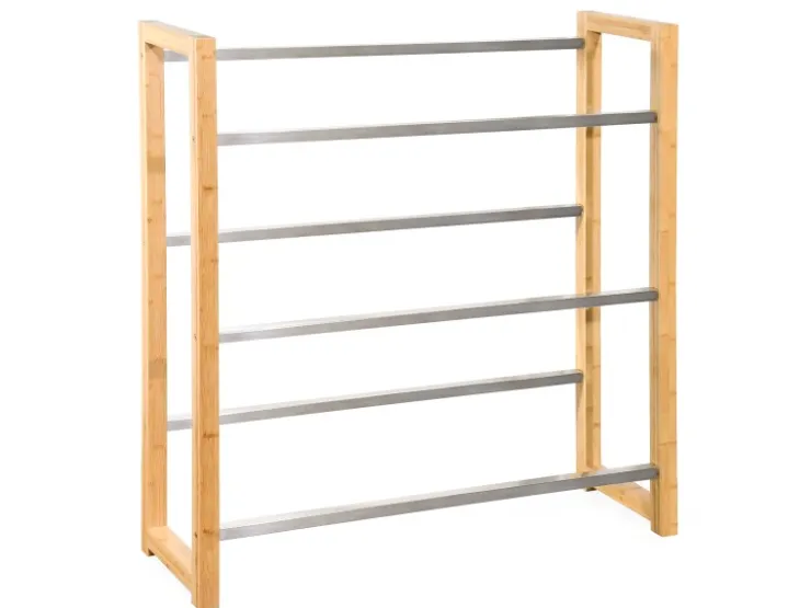 Karat Bambus-Flaschenkastenständer Flash - Robustes Lagerregal für Büro, Küche, Garage oder Flur - 112 x 106 x 32 cm* Flaschenregale