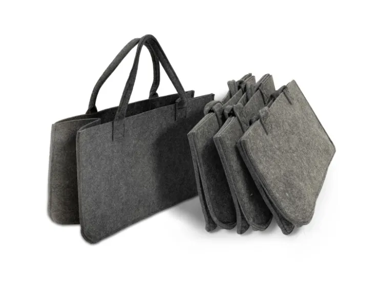 Karat Filztasche Conny Kaminholztasche 4er Set Einkaufstasche Faltbar Anthrazit