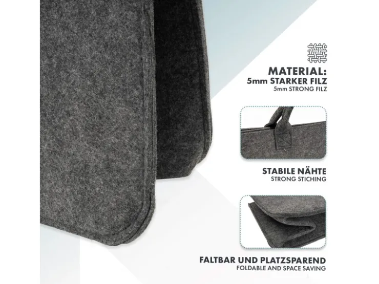 Karat Filztasche Conny Kaminholztasche 4er Set Einkaufstasche Faltbar Anthrazit