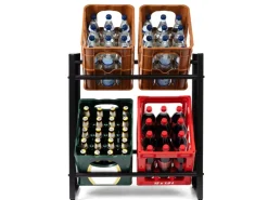 Karat Flaschenkastenständer Kenji - Robustes Lagerregal für Büro, Küche, Garage oder Flur - Schwarz - 70 x 32 x 79 cm* Regale Schwarz|Flaschenregale