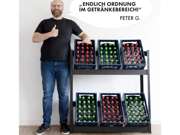 Karat Flaschenkastenständer Osaka Getränkekistenregal für 6 Kästen 110 x 110 x 30 cm* Aufbewahrung|Regale Schwarz