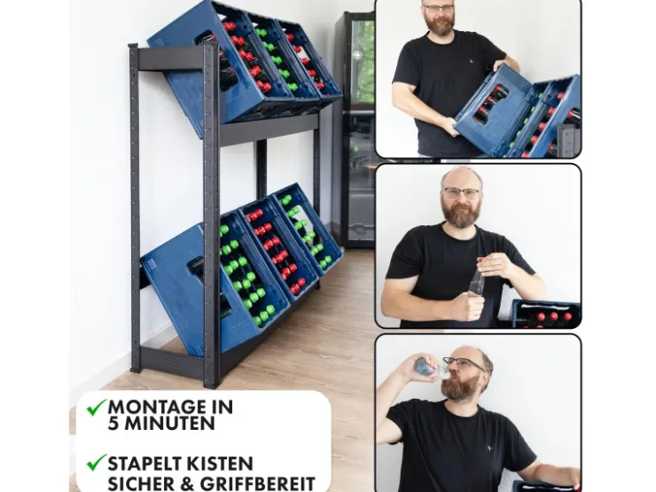 Karat Flaschenkastenständer Osaka mit Ablagefläche für 6 Kästen 110 x 110 x 30 cm