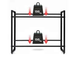Karat Flaschenkastenständer Kenji - Robustes Lagerregal für Büro, Küche, Garage oder Flur - Schwarz - 104 x 32 x 82 cm