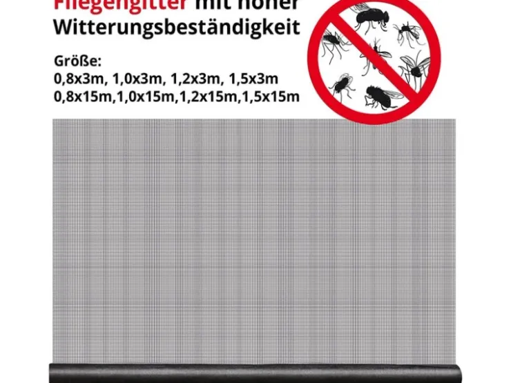Karat Fliegengitter für Fenster und Türen Zuschneidbar Reißfest 1 x 3 m