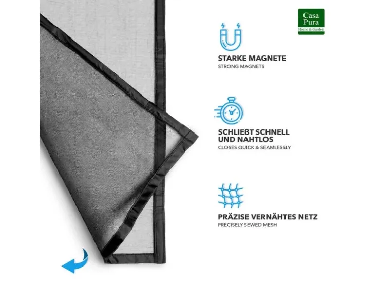 Karat Fliegengitter Johnny Gestreift Klebemontage Klettverschluss 90 x 200 cm