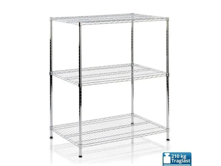 Karat Gitterregal Everest 210 kg Belastbarkeit 3 Böden Verchromt 60 x 35 x 90 cm* Flaschenregale