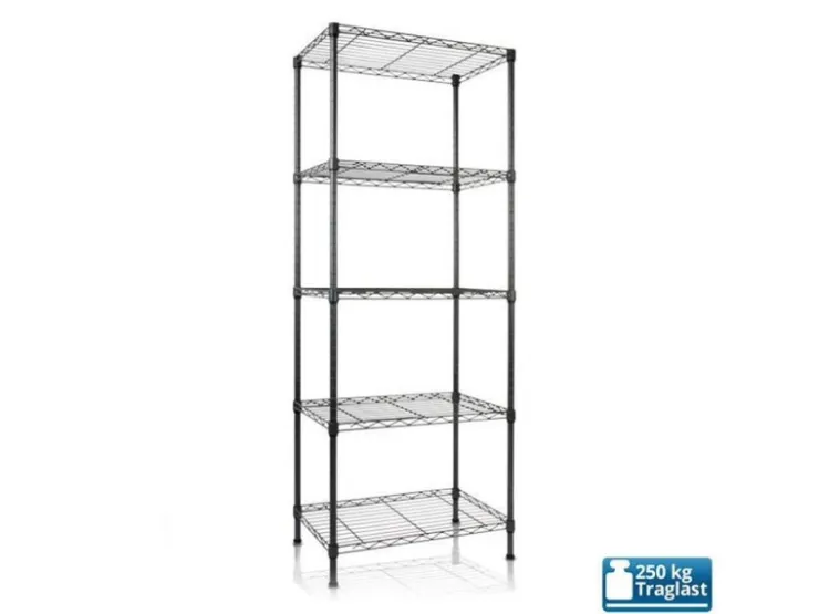 Karat Gitterregal Rocky 250 kg Belastbarkeit 5 Böden 55 x 35 x 140 cm* Regale Schwarz