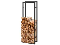 Karat Kaminholzregal Kreta Schwarz Brennholzregal für Innen und Außen 150 x 25 x 85 cm