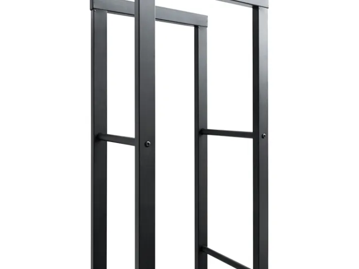 Karat Kaminholzregal Kreta Schwarz Brennholzregal für Innen und Außen 150 x 25 x 85 cm