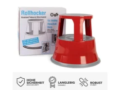 Karat Rollhocker Elefantenfuß Rolltritt aus Stahl - Hocker für Büro oder Gewerbe 150 kg Belastbar TÜV-geprüft -* Hocker