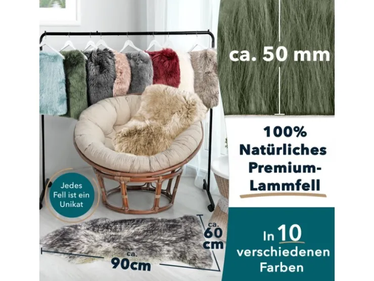 Karat Schaffell Audrey Natürliches Premium Lammfell Individuell Einsetzbar Thyme