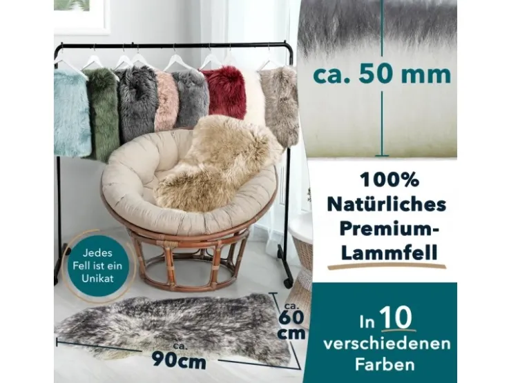 Karat Schaffell Audrey Natürliches Premium Lammfell Individuell Einsetzbar Black Tip* Sessel|Stühle