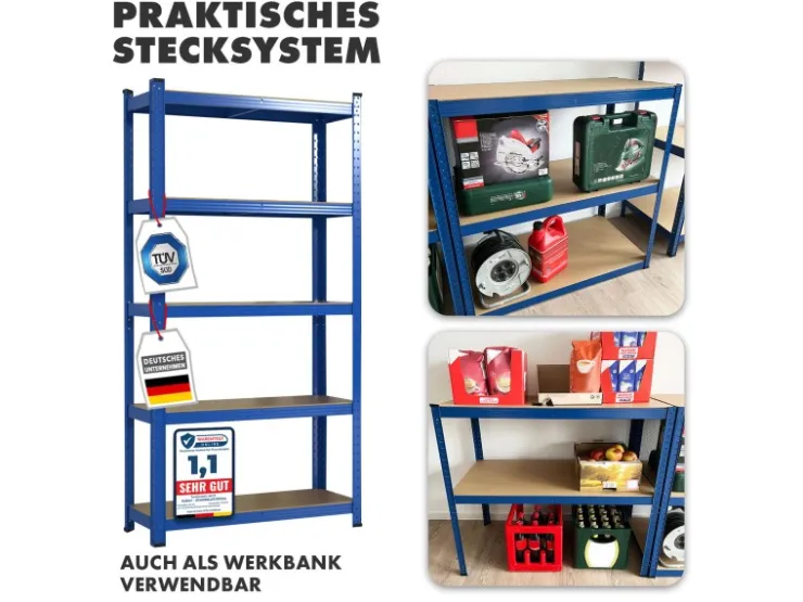 Karat Schwerlastregal Blau Maximale Traglast 875 kg 180 x 120 x 45 cm