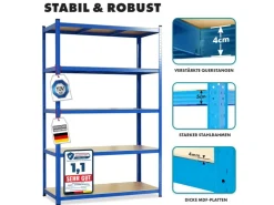 Karat Schwerlastregal Blau Maximale Traglast 875 kg 180 x 120 x 45 cm