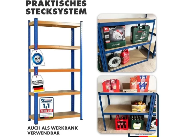 Karat Schwerlastregal Blau-Orange Traglast bis 875 kg 180 x 120 x 45 cm