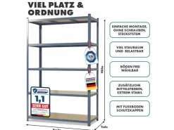 Karat Schwerlastregal Grizzly Anthrazit-Grau Traglast 875 kg 180 x 120 x 60 cm* Metallregale|Kellerregale
