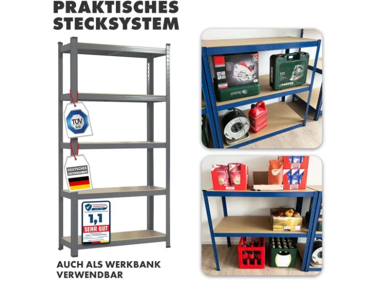 Karat Schwerlastregal Grizzly Anthrazit-Grau Traglast 875 kg 220 x 90 x 45 cm