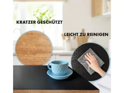Karat Tischfolie Empire mit Abgeschrägter Kante Schwarz 80 x 160 cm